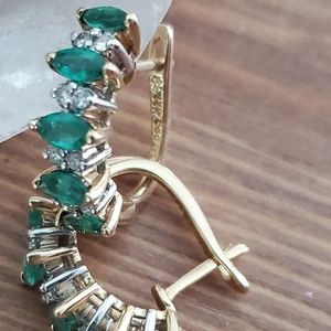 585 YG Emerald and Diamond Earrings